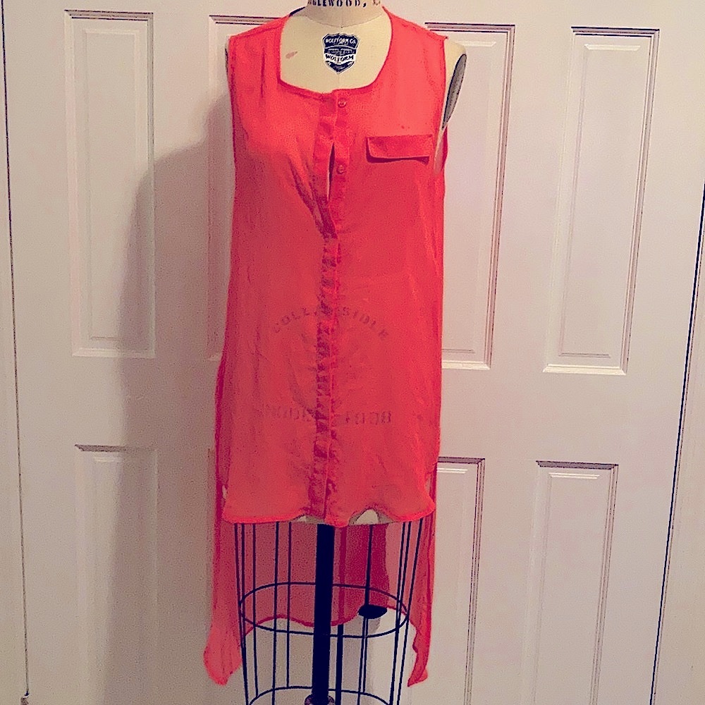 H&m Neon size 12 hi low sheer tunic